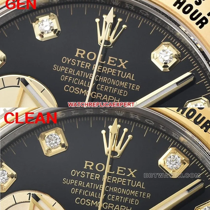 C Factory Rolex Top Watch Daytona Two-Tone Black Dial Diamond Hour Markers 126503 Genuine vs. Fake Comparison Review and Real Photo Shoot