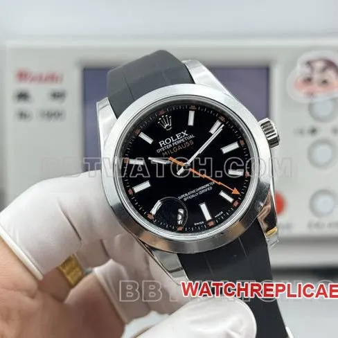 top-tier watch magnetic type VS FactoryRolexblack dial black rubber model front live photo
