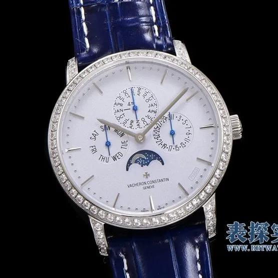Details of the high-quality Vacheron Constantin heritage series white steel perpetual calendar men's mechanical watch from a major manufacturer