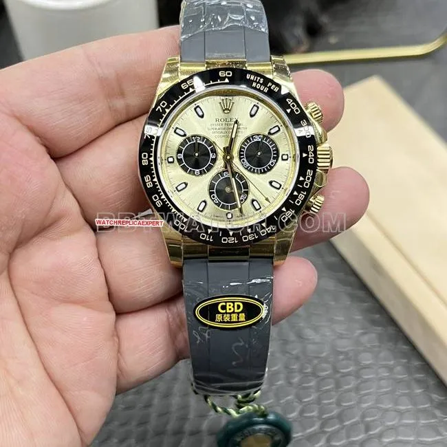 collectible watch Daytona gold plate CBD factory Rolexyellow gold4130 mechanical front live photo