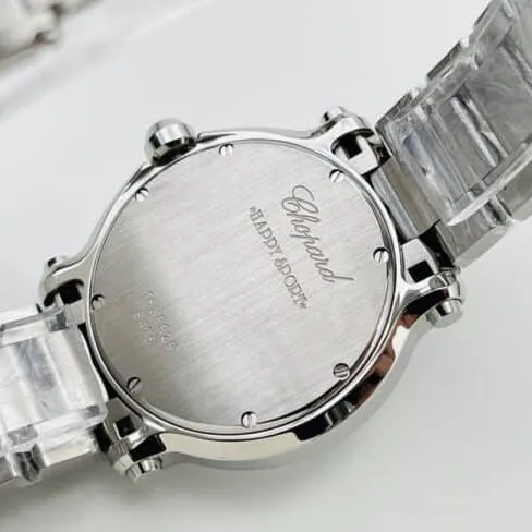 YF Factory top watch Chopard Happy Diamonds series white steel red bottom diamond ladies wristwatch front view