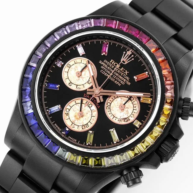 Daytona carbon black Rolex fully automatic movement Daytona series men's black dialsteel bracelet top-tier watch front view