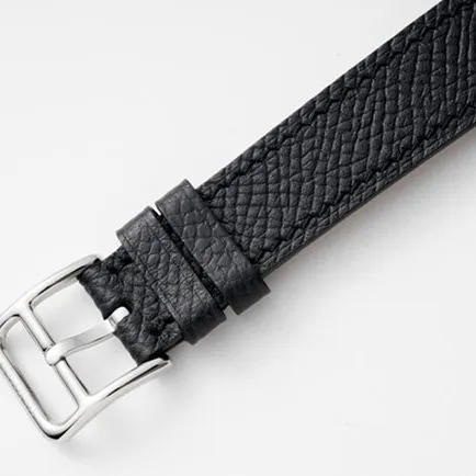 top-tier Hermès women's white dial black belt quartz watch side view
