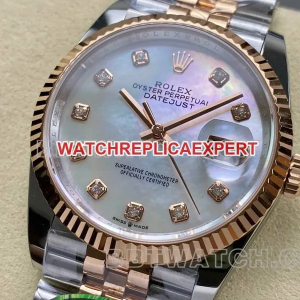 Rolextop-tier watch ARF FactoryDatejust mother-of-pearl disc 36mm rose goldsteel bracelet model front live photo