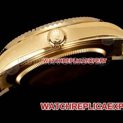 AR+ factory 1:1replica watch Rolex pilot black dial mechanical yellow gold steel braceletfront live photo