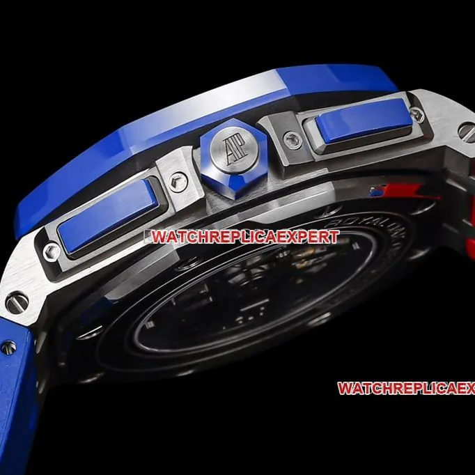TW factory Audemars PiguetRoyal Oak offshore type 1:1super cloneblue dial red inner bezel26400front live photo