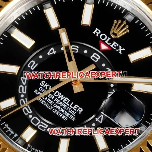 collectible watch Navigator AR+ factory Rolexblack dial mechanical room gold steel braceletfront live photo