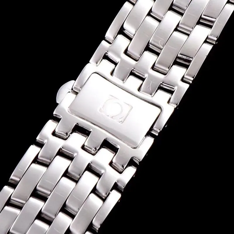 Omegareplica watch De Ville series men's mechanical ultra-thin watch track blue surface detail shots