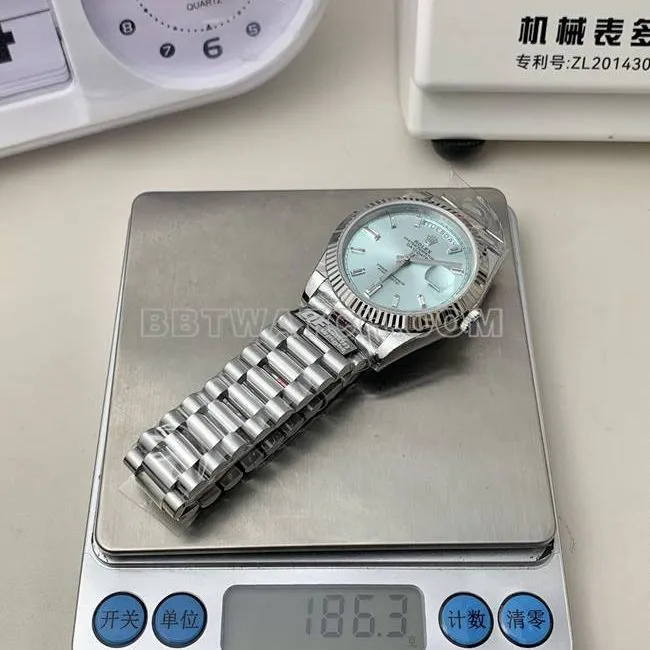 QF factory top-tier watch Day-DateRolex ice blue dial2836movement40mmside live photo