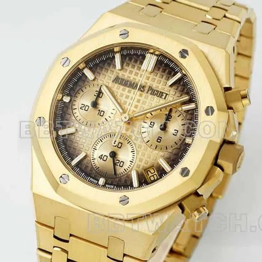 APS factory Audemars PiguetRoyal Oak1:1super smoked gold plate chronograph26240front live photo