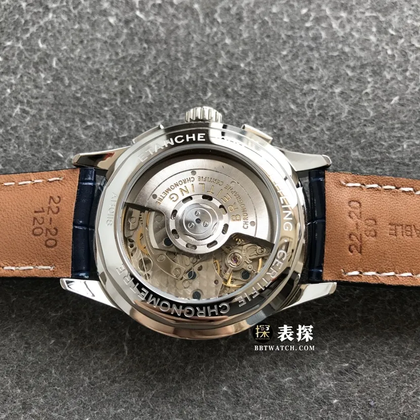 Breitling B01chronograph1:1top-tier watch men's dark blue dialleather strap model pictures and prices front live photo