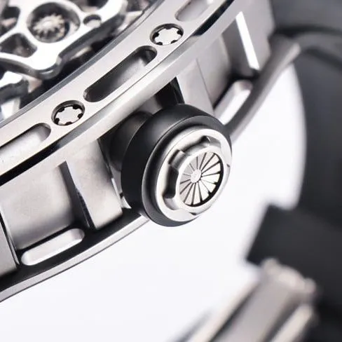 JB factory top-tier watch Richard Mille men's white dial black rubber strap genuine tourbillon mechanical watch front view