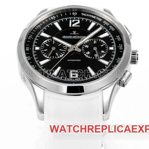 collectible watch Jaeger-LeCoultre Beichen black dial mechanical white rubber model front live photo