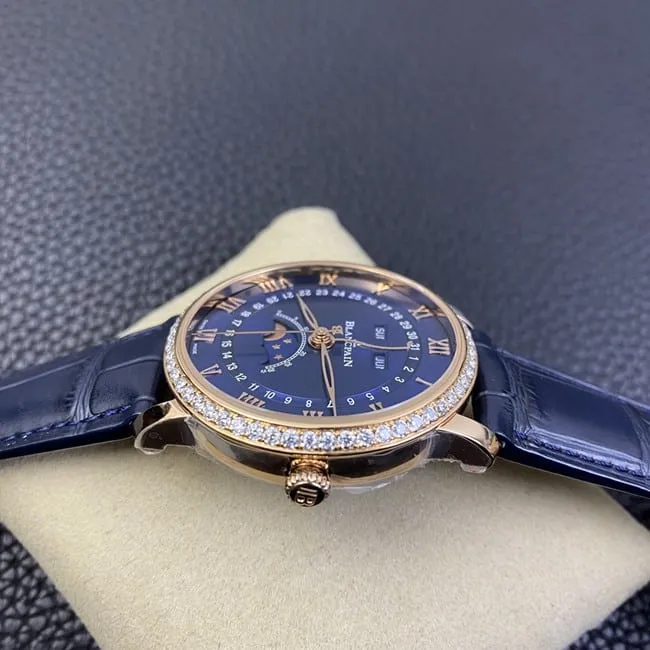 OM Factorytop-tier watch Blancpainvilleret classic series men's blue dial blue belt watch front view