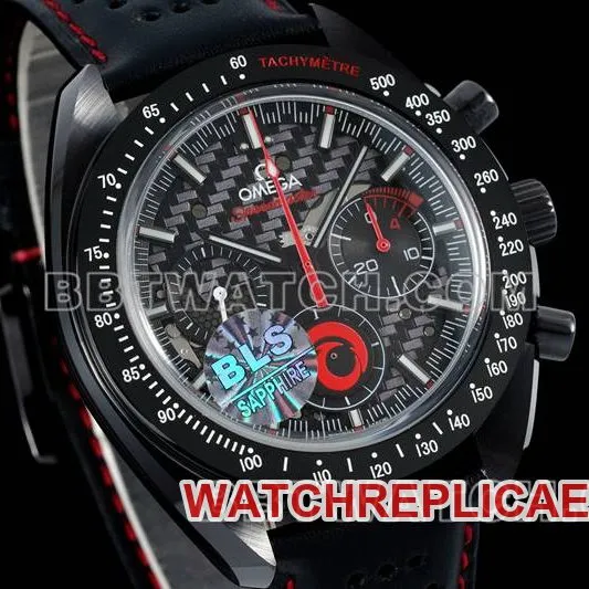 Omega's collectible watch BLS factory Speedmaster full ceramic red needle mechanical rubber model front live photo