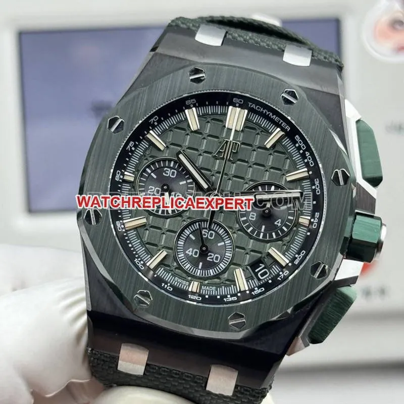 Audemars Piguet watch LS factory Royal Oak offshore type 43MM green dialchronograph mechanical rubber model 26420front live photo
