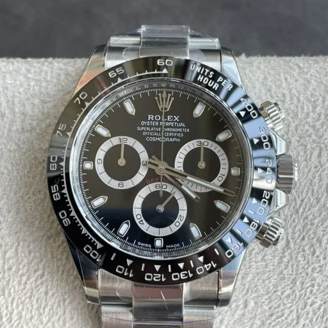 collectible C factory new black ceramic black dial Daytona 4130 movement front view
