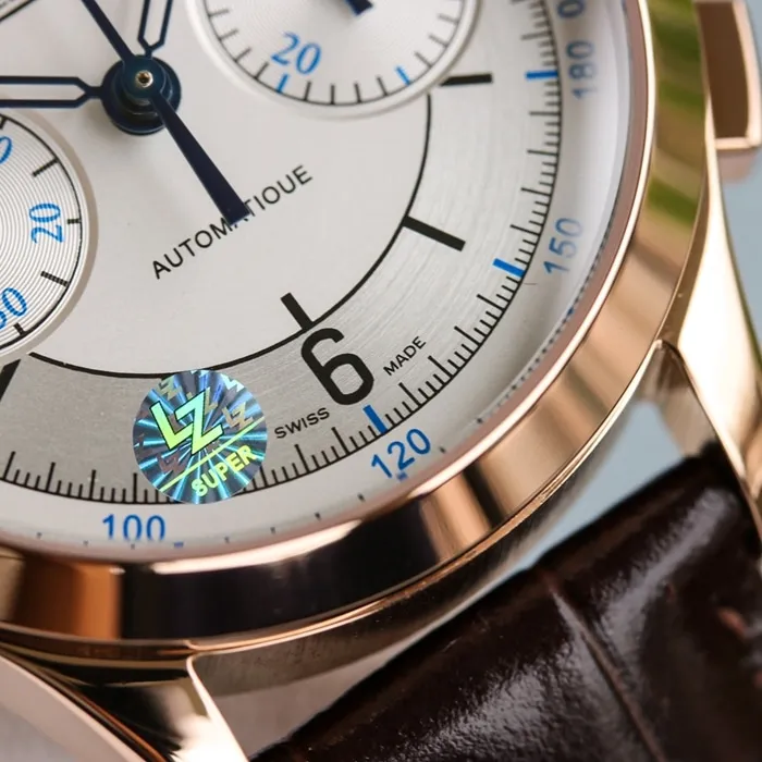 top-tier watch Jaeger-LeCoultre men's rose goldwhite dial master series fully automatic movementleather strap watch detail shots