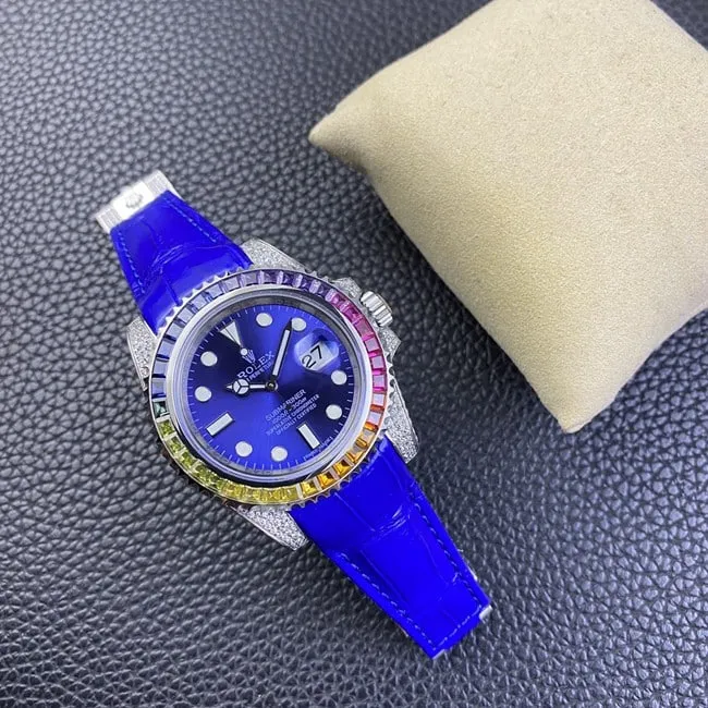 Rolextop-tier Submariner series fully automatic movement blue dial blue belt men's watch front view