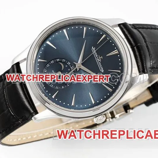 Jaeger-LeCoultre optimal watch ZF Factory master 39mm blue dialmoon phase925movementleather strap front live photo