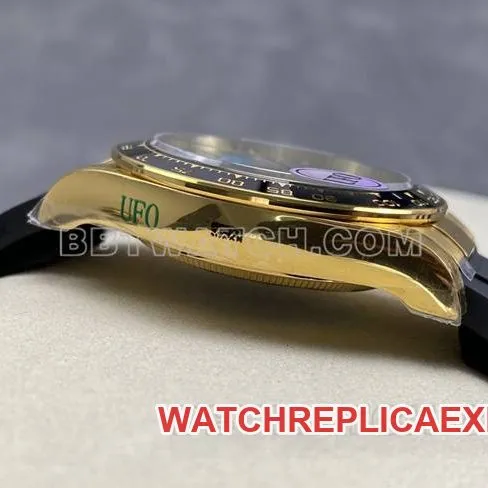 collectible watch DaytonaUFO factory Rolexyellow gold case blue dial4131 mechanical front live photo