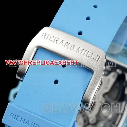 Richard Mille top-tier watch hollow plate tourbillon mechanical blue rubber model RM 21-02front live photo