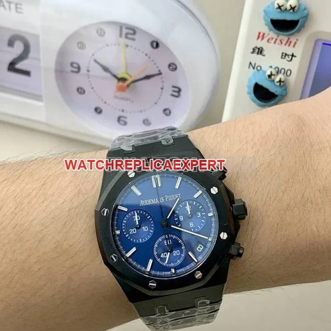 collectible watch BLS factory Audemars PiguetRoyal Oakblue dial black ceramic mechanical 26420front live photo
