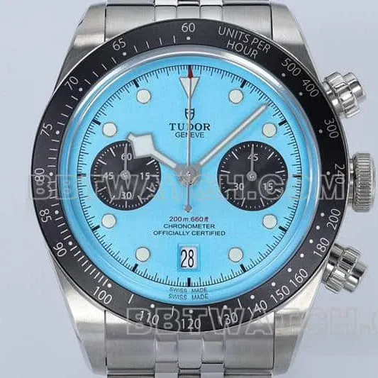 ZF factory Tudor Biwan top blue disk chronograph steel strap models M79360 front real picture