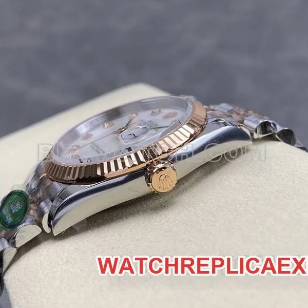 Rolextop-tier watch ARF FactoryDatejust mother-of-pearl disc 36mm rose goldsteel bracelet model front live photo