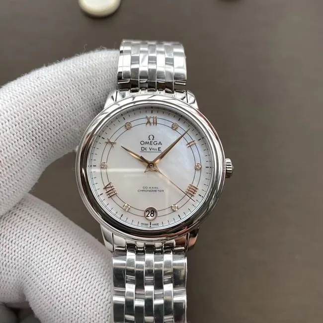 Omega Women's White Mother-of-Pearl