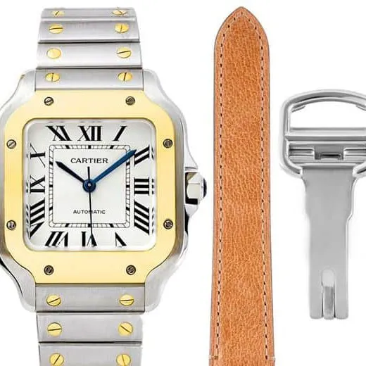 Cartiertop-tier watch Santos series ladies steel bracelet white dial gold watch clasp picture