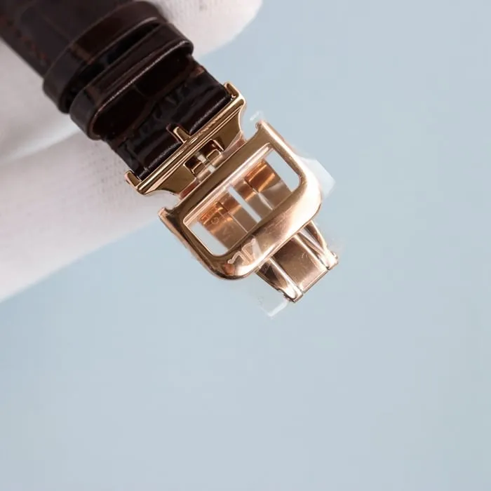 top-tier watch Jaeger-LeCoultre men's rose goldwhite dial master series fully automatic movementleather strap watch detail shots
