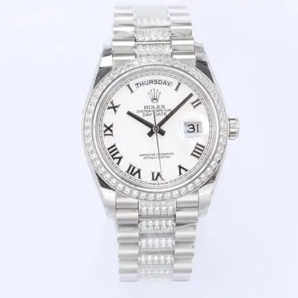 EW Factorytop-tier replicaRolexhigh-quality watch men's white dialsteel braceletDatejust series automatic movement watch front view