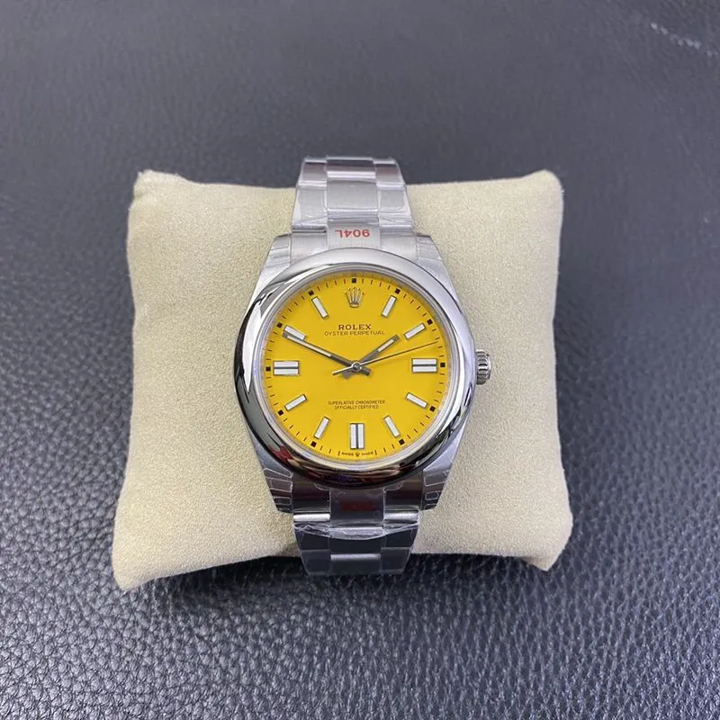 Rolex2020 new watch Oyster Perpetual yellow plate 3230movement front view