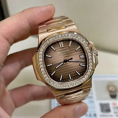 3K Factorytop-tier replicaPatek Philippe super a watch men's gold plate gold band 18Krose gold South African real diamond mechanical watch front view