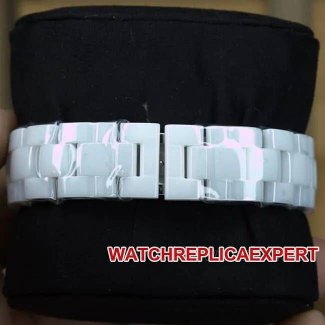BV factory top Chanel J12 series ceramic women's watch white disk rubber band automatic mechanical watch front view