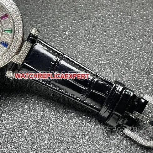 Frank Muller watch quartzABF factory diamond bezel black leather braceletbraceletlive photos