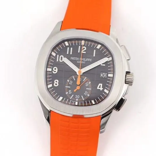 OM Factorytop-tier replicaPatek Philippe grenade chronograph watch new 5968A-001 integrated movement watch orange detail shots