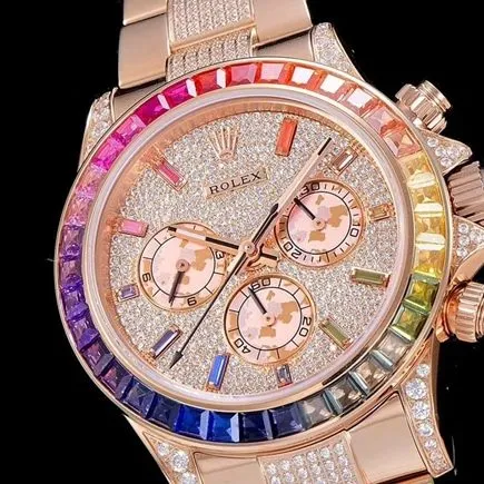 JH factory top-tier watch Rolexwhite dial gold band Oyster Perpetual Cosmograph Daytona watch front view