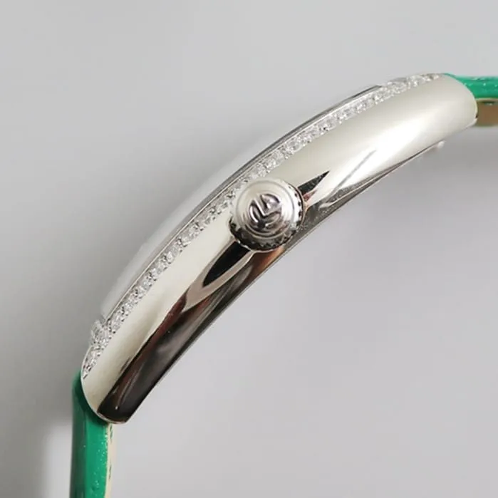 Top-tier watch Frank Muller women's white dial barrel type quartz leather watch front view
