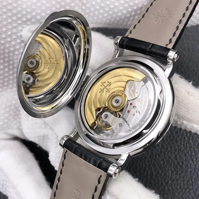 ZF Factorytop-tier watch Patek Philippe men's white dial black belt classic 5153 series leather strap watch front view