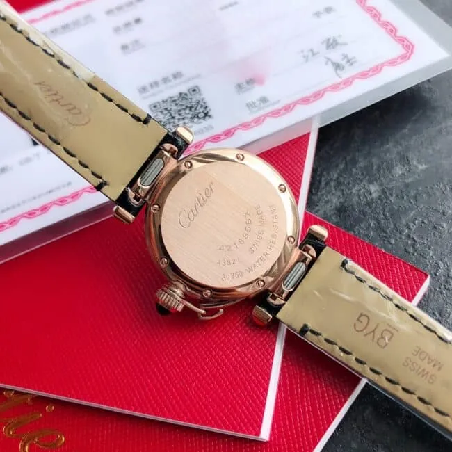 top-tiersuper cloneCartier model 1 black rose gold women's watch front view
