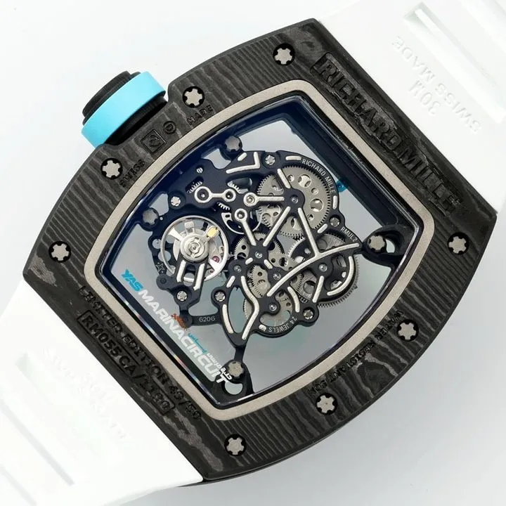 APSRichard Milletop-tier 1:1high-quality carbon fiber case white rubber model RM055front live photo