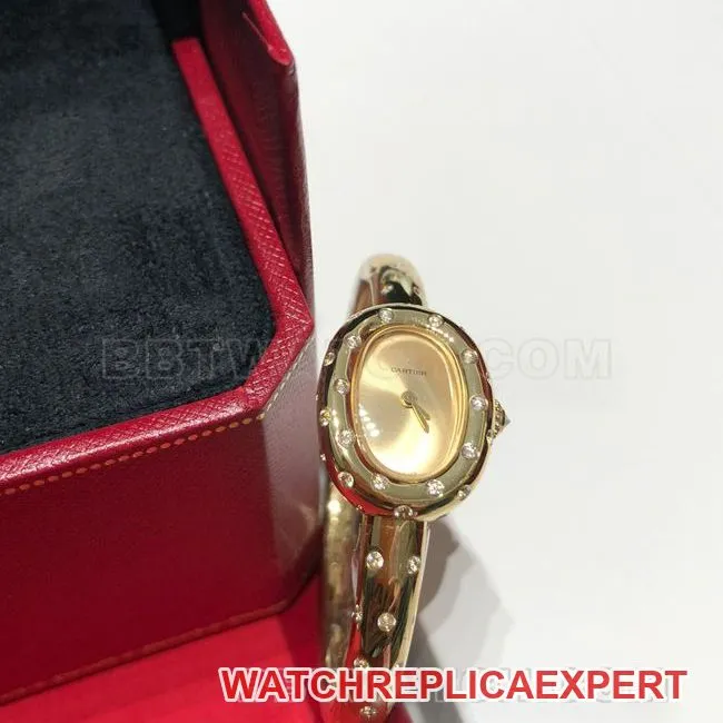 Top- watch BBA factory bathtub Cartier gold dial Moissan diamond British movement front actual photo