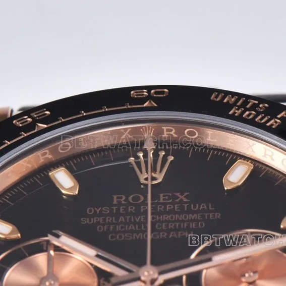 Factory C RolexDaytona1:1super clonerose goldblack dialM116515ln-0017clasplive photos