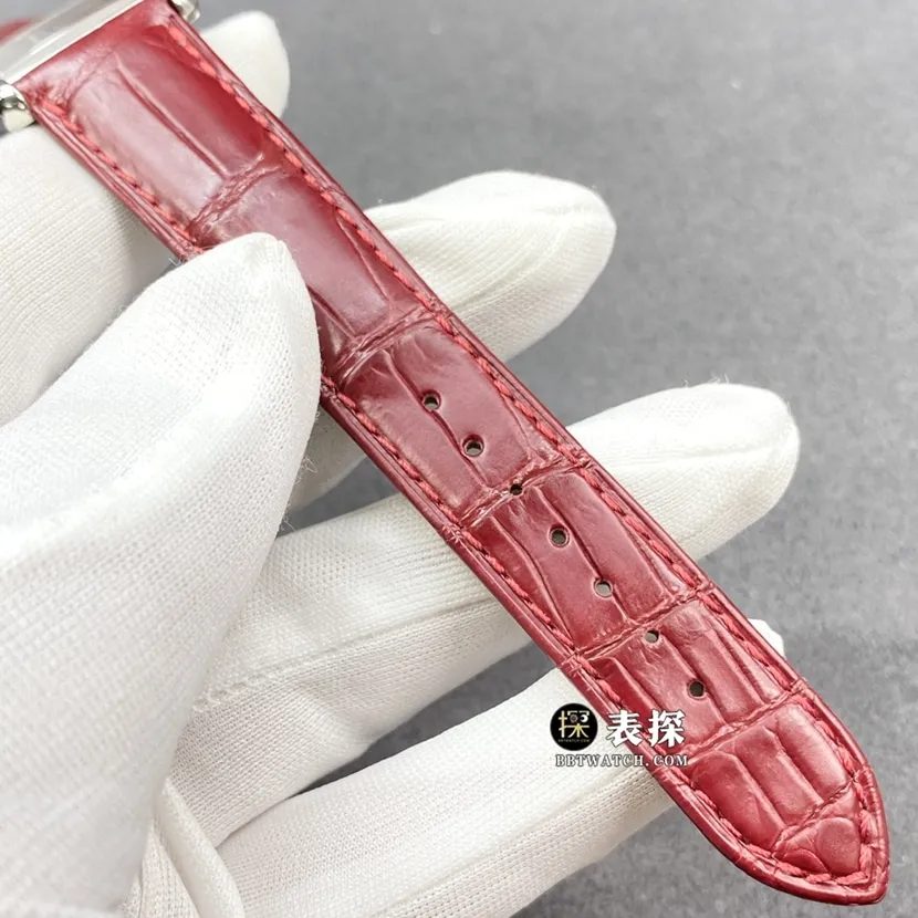 F1 factory Cartier tank watch ladies burgundy plate leather strap model picture and price front live photo
