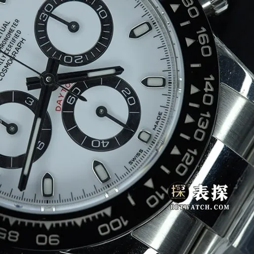 C factory DaytonaRolex1:1replica watch lume white panda plate steel bracelet model m116500ln-0001front live photo