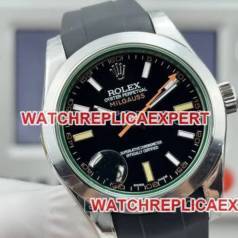 collectible watch magnetic type VS FactoryRolexblack dial green glass front live photo