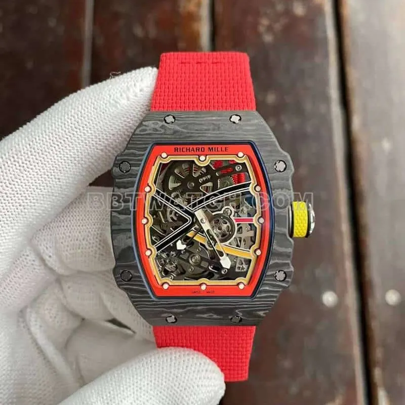 Richard Mille men's 1:1top-tier hollow plate red RM67-02front live photo