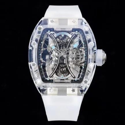 collectible Richard Mille white dial shocker is here! RM 053-02 Polo Tourbillon latest masterpiece, the most explosive tourbillon watch, front view.